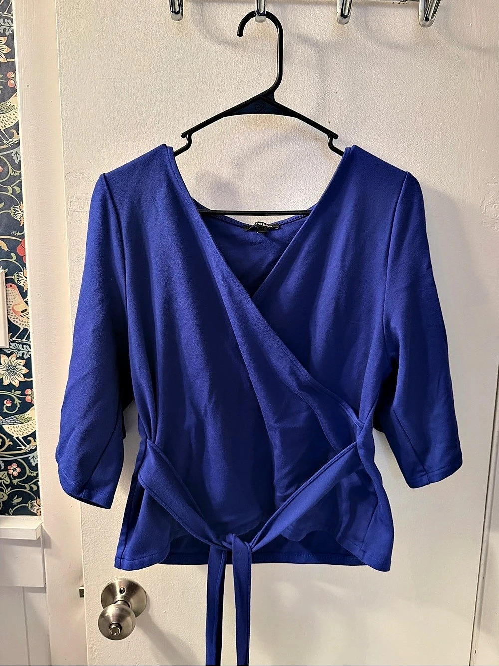 Express Women's Blue Wrap Blouse Like New